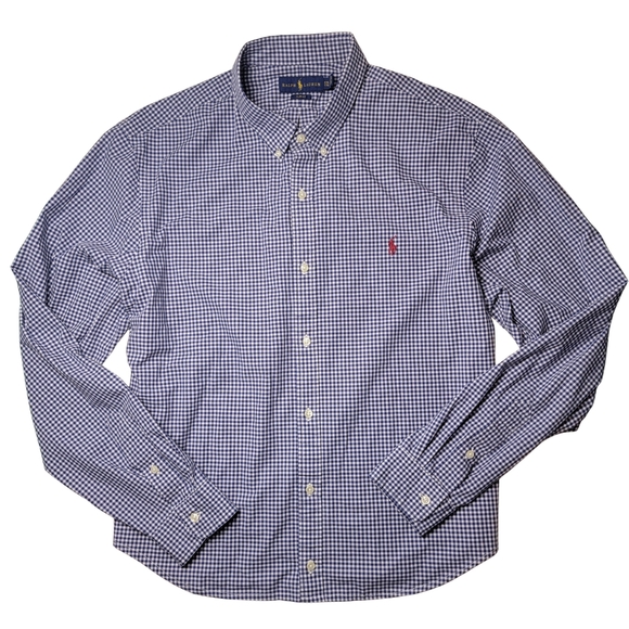 Ralph Lauren Gingham Navy Slim Fit Button Down - Picture 3 of 7